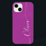 Lila White Elegant Calligraphy-skript Namn<br><div class="desc">Lila White Elegant Calligraphy Script Anpassningsbar Personlig Namn iPhone 14 Smart Phone Case har en modern och enkel design för trendig och snyggt med personligen namn i elegant i lila-handskriven calligraphy-skripttypografi på  bakgrund. Designad av ©Evco Studio www.zazzle.com/store/evcostudio</div>
