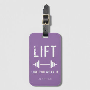 Lila White Fitness Quote Hiss som du Elak det l Bagagebricka