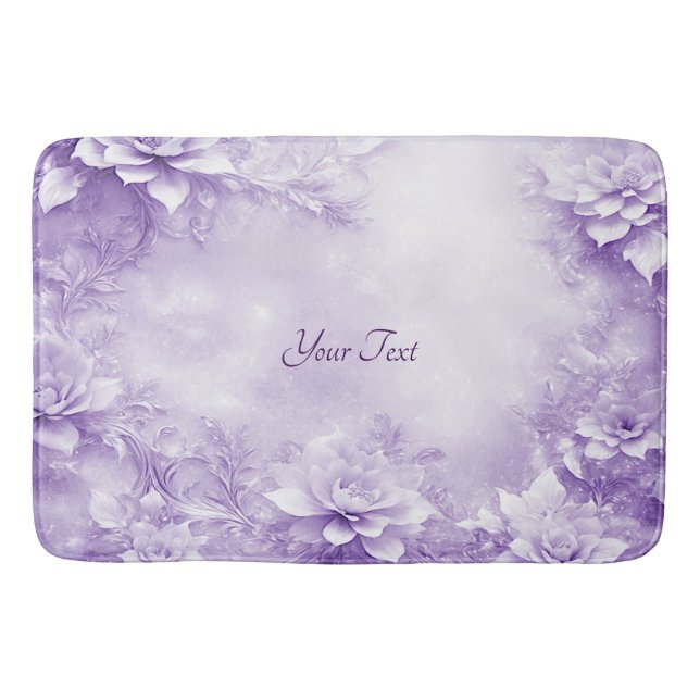 Lila White Flowers Bath Mat Badrumsmatta (Framsidan)