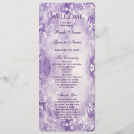 Lila White Flowers Bröllopsprogram Program