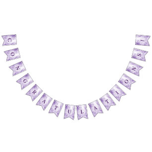 Lila White Flowers Bunting Flagga