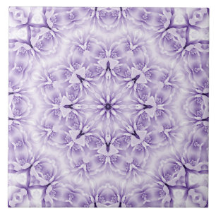 Lila White Flowers Ceramic Tile Kakelplatta