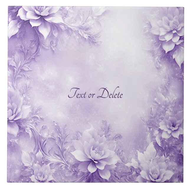 Lila White Flowers Ceramic Tile Kakelplatta (Framsidan)