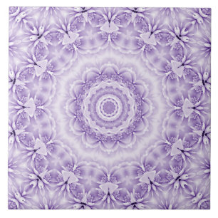Lila White Flowers Ceramic Tile Kakelplatta
