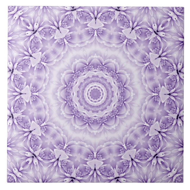 Lila White Flowers Ceramic Tile Kakelplatta (Framsidan)
