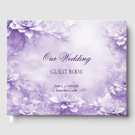 Lila White Flowers Guest Bok