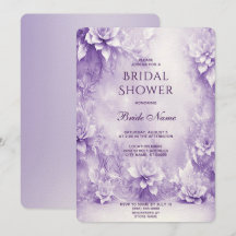 Lila White Flowers Inbjudningskort för möhippan