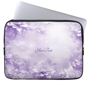 Lila White Flowers Laptop sleeve
