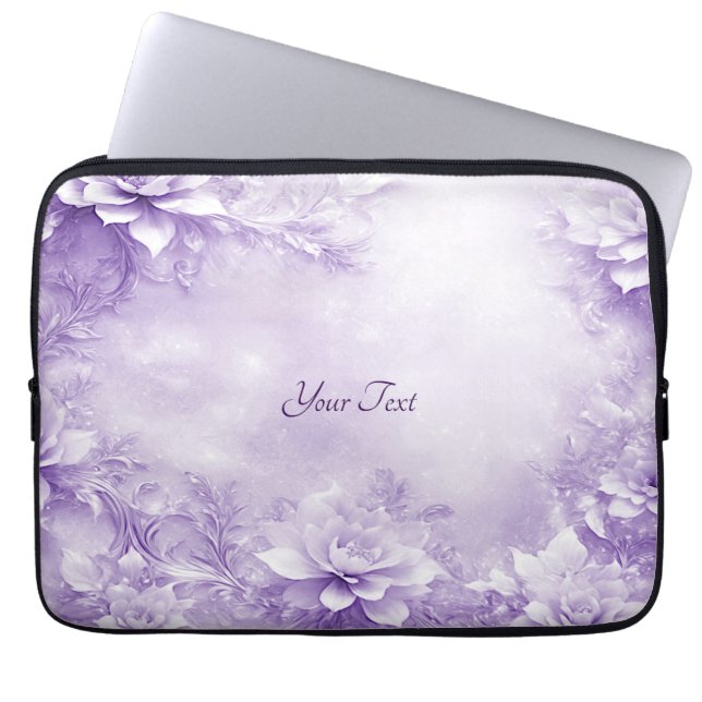 Lila White Flowers Laptop sleeve (Framsidan)