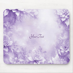 Lila White Flowers Mousepad Musmatta