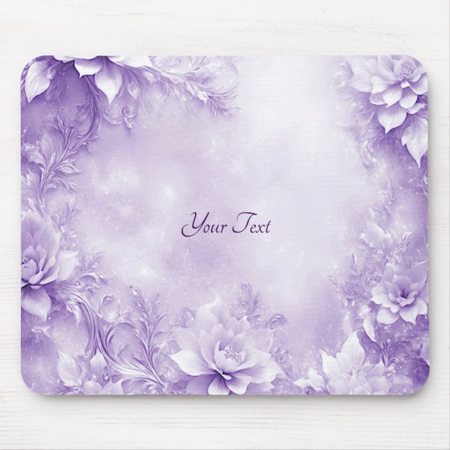 Lila White Flowers Mousepad Musmatta (Framsidan)