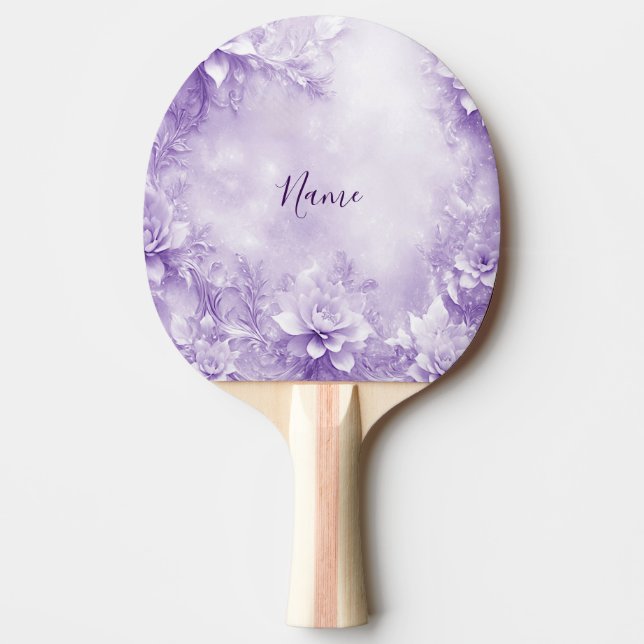 Lila White Flowers Ping Pong Paddle Pingisracket (Framsidan)