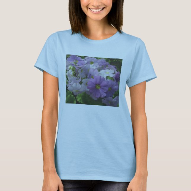 Lila White Flowers T-Shirt (Framsida)