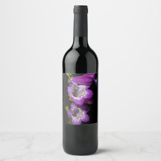Lila White Flowers Vin Lable Vinflaska Etikett