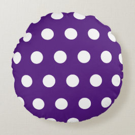 Lila White Geometric Polka dots Rund Kudde