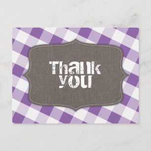 Lila & White Gingham Canvas Tack Postkort Vykort