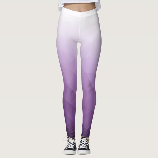 Lila White Gradient Geometric Mesh Mönster Leggings (Framsida)