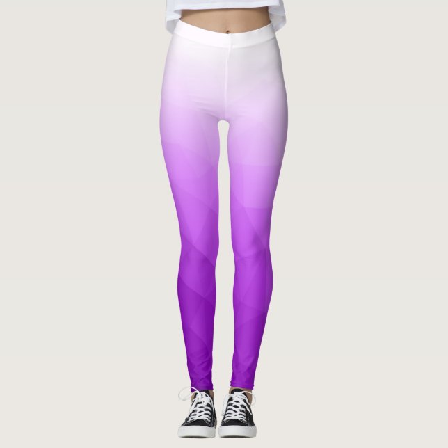 Lila White Gradient Geometric Mesh Mönster Leggings (Framsida)