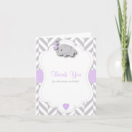 Lila, White Grått Elephant Baby Shower Tack Kort