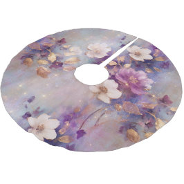 Lila White Guld Flowers Julgransmatta Borstad Polyester