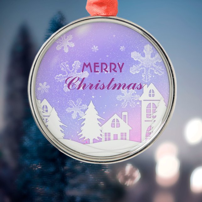 Lila White House Snöflingor Julafton, nyår 2023 Julgransprydnad Metall (Skapare uppladdad)