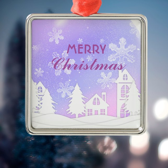 Lila White House Snöflingor Julafton, nyår 2023 Julgransprydnad Metall (Skapare uppladdad)