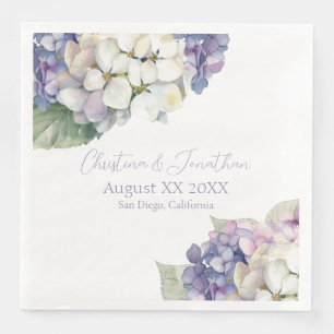 Lila & White Hydrangea Flowers Pappersservett