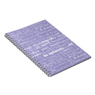 Lila White Inspirational Ord jul Anteckningsbok