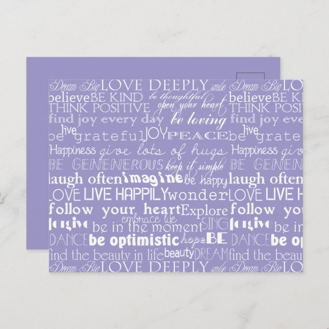 Lila White Inspirational Ord jul Vykort (Fram/baksida)