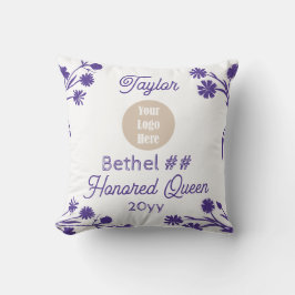 Lila White Job's Daughters Honated Queen Gift Kudde