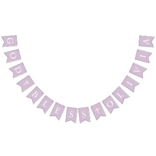 Lila White Kor Girl Baptism Bunting Flaggor