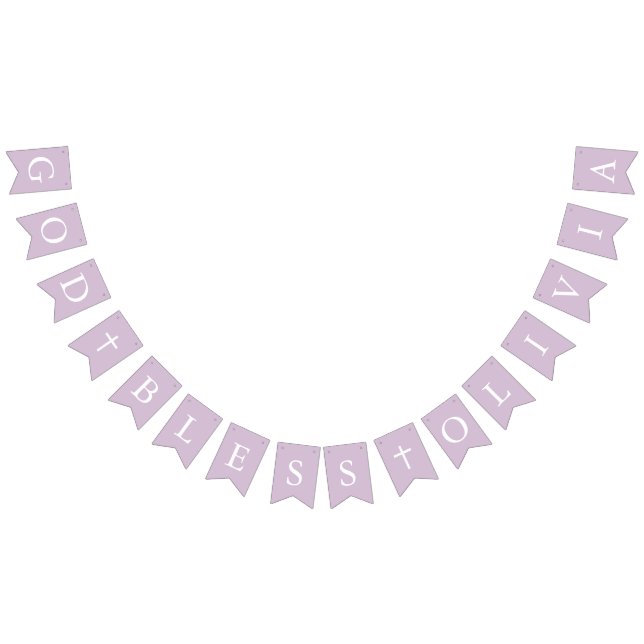 Lila White Kor Girl Baptism Bunting Flaggor (Alla)