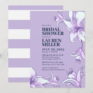 Lila White Lily Flower Blommigt Möhippa Inbjudningar