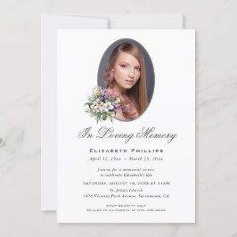 Lila White Orchid Blommigt Photo In Loving Memory Inbjudningar