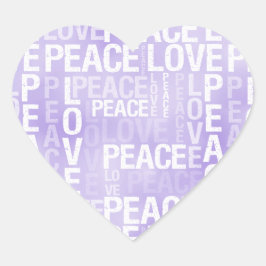 Lila White Peace Kärlek Hjärtformat Klistermärke