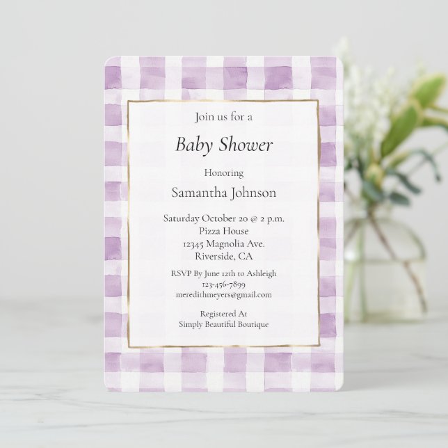 Lila White Play Rand Baby Shower Inbjudningar (Stående Fram)