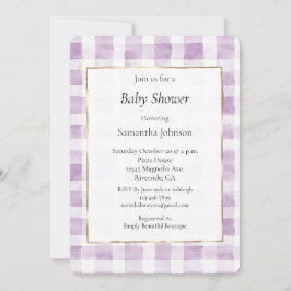 Lila White Play Rand Baby Shower Inbjudningar