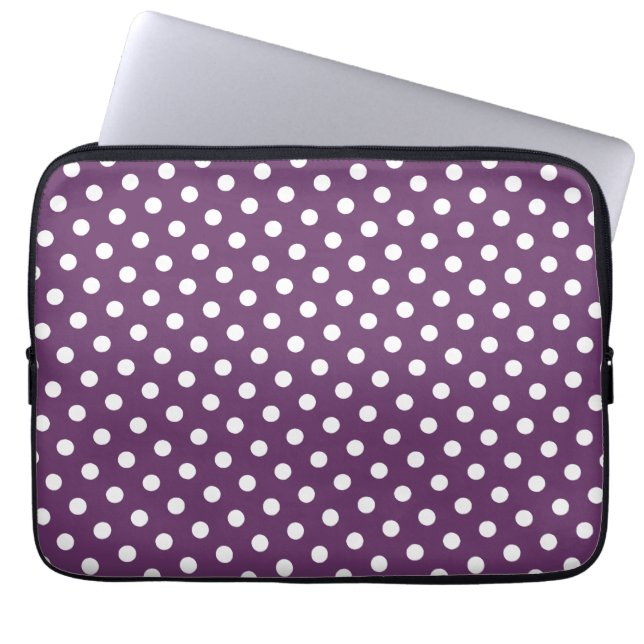 Lila & White Polka Dot Laptop sleeve (Framsidan)