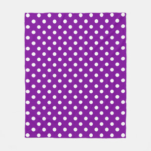 Lila White Polka dots Design Fleecefilt
