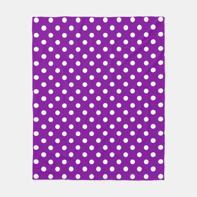 Lila White Polka dots Design Fleecefilt (Framsidan)