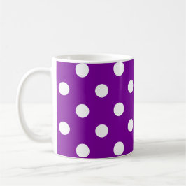 Lila White Polka dots Design Kaffemugg