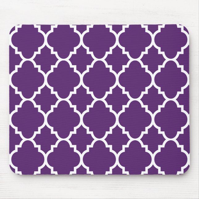 Lila White Quatrefoil Moroccan Mönster Musmatta (Framsidan)