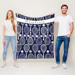 Lila White Rackets Girl Tennis Cute Personlig Fleecefilt