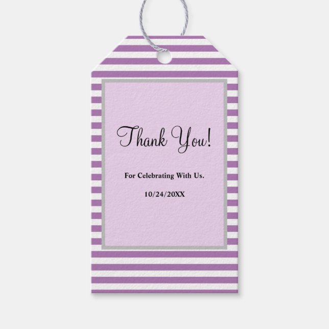Lila/White Rand Gift-Märkre Presentetikett (Framsidan)