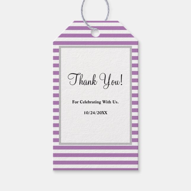 Lila/White Rand Gift-Märkre Presentetikett (Framsidan)