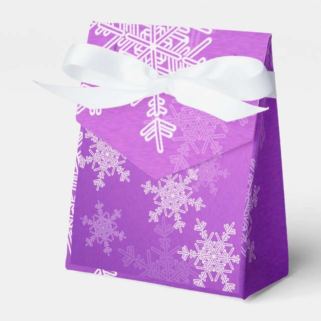Lila White Snöflingor - minimalistisk jul Presentaskar (Framsidan Sidan)