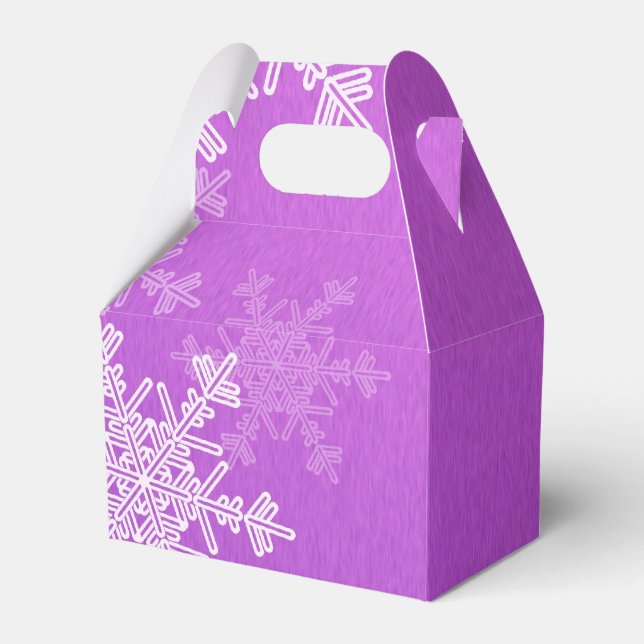 Lila White Snöflingor - minimalistisk jul Presentaskar (Framsidan Sidan)