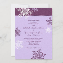 Lila White Snowflake Winter Wedding bjudande Inbjudningar