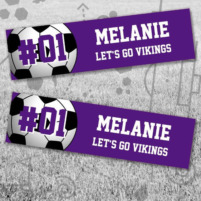 Lila White Soccer Team Bildekal (Purple and White Soccer Let's Go Team Bumper Sticker. Celebrate your high school or college athlete.)