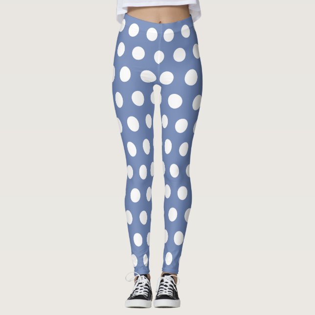 Lila White Spots Retro Yoga byxor (Framsida)